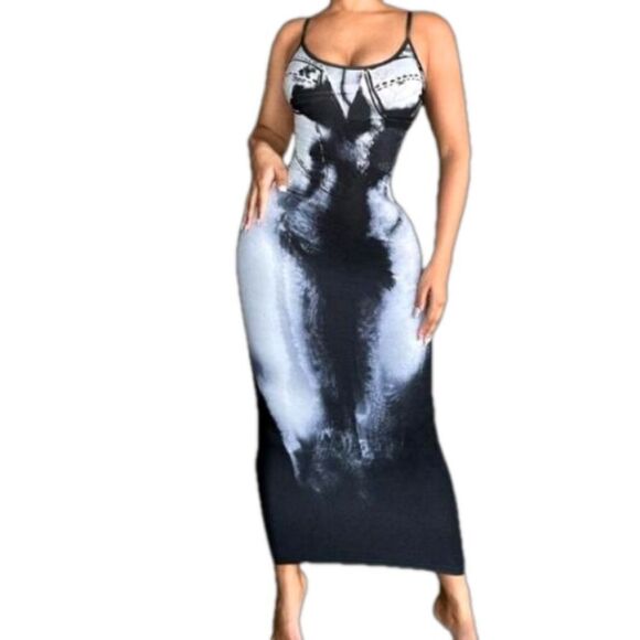 Body print bodycon dress sz Medium - Picture 2 of 5